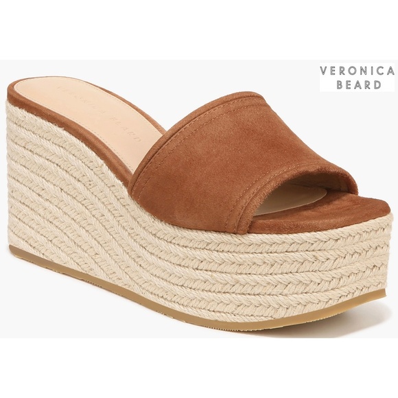 NEW VERONICA BEARD GABLE HAZELWOOD SUEDE ESPADRILLE PLATFORM WEDGE SANDAL. SZ 8M - Picture 1 of 10